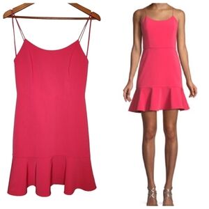 Alice + Olivia Hot Pink Andalasia Sleeveless Flounce-Hem Mini Dress. Size 6